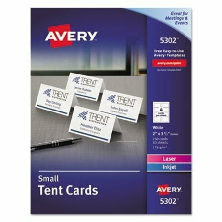 AVERY DENNISON Avery, Small Tent Card, White, 2 X 3 1/2, 4 Cards/sheet, 160PK 5302